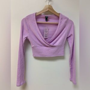 NWT Wild Fable ribbed purple crop top size XS